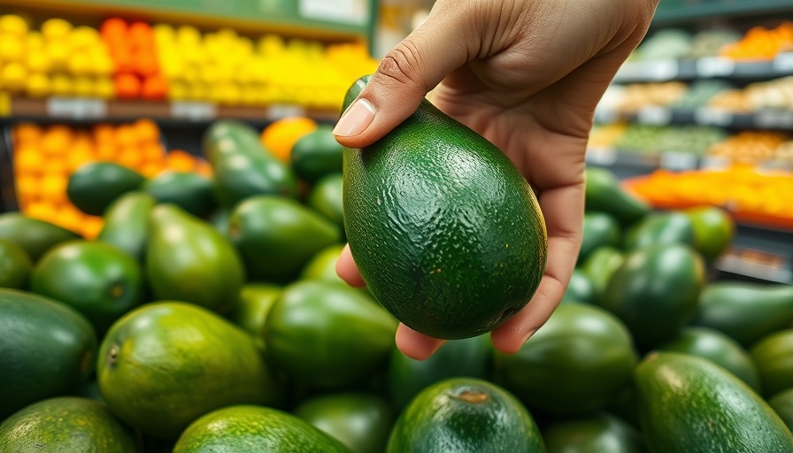 Selecting ripe avocado in a grocery store
