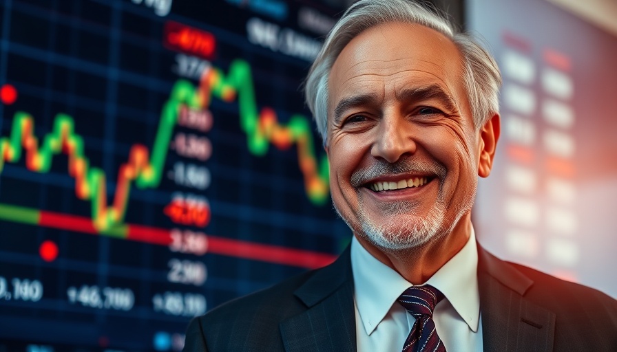 JPMorgan CEO with graph background indicating economic trends.