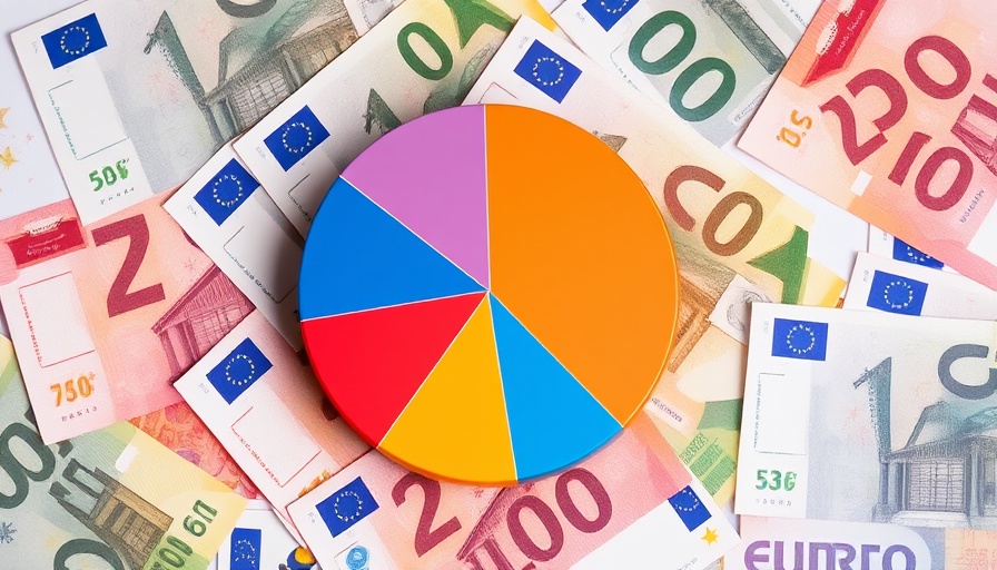 European startup funding rounds pie chart with Euro notes background