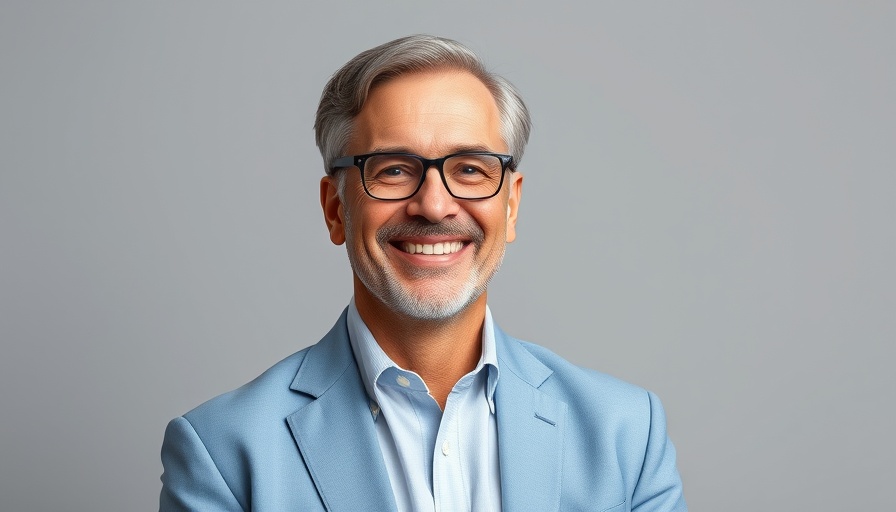 Middle-aged man in light blue blazer smiling confidently.