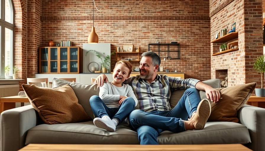 Family enjoying relaxed time in modern living space, UK rental market savings for tenants.