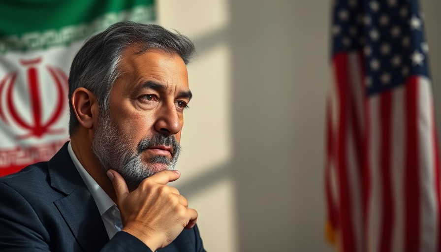 Man pondering Iran conflict economic side effects against flags backdrop.