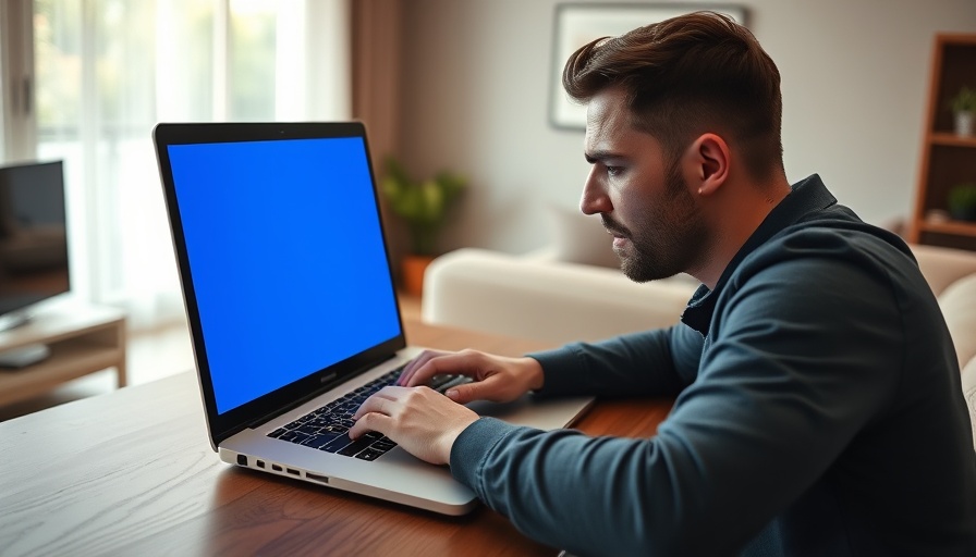 Blue Screen of Death on laptop in a home setting, not Black Screen of Death Windows.