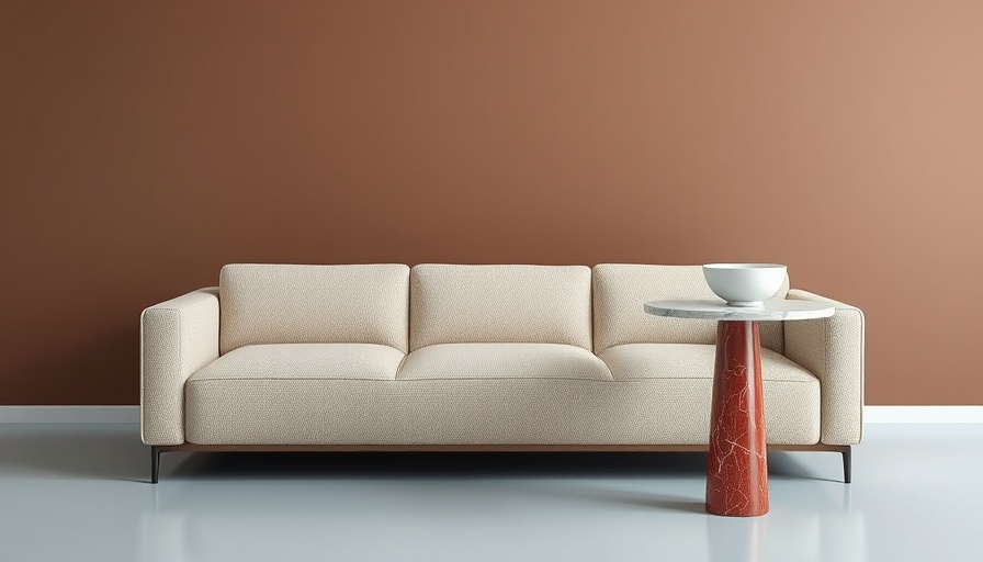 Minimalist design inspiration with beige sofa and modern side table.