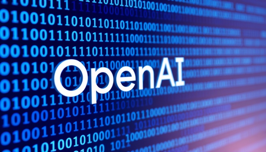 OpenAI logo with binary code background, symbolizing technology.