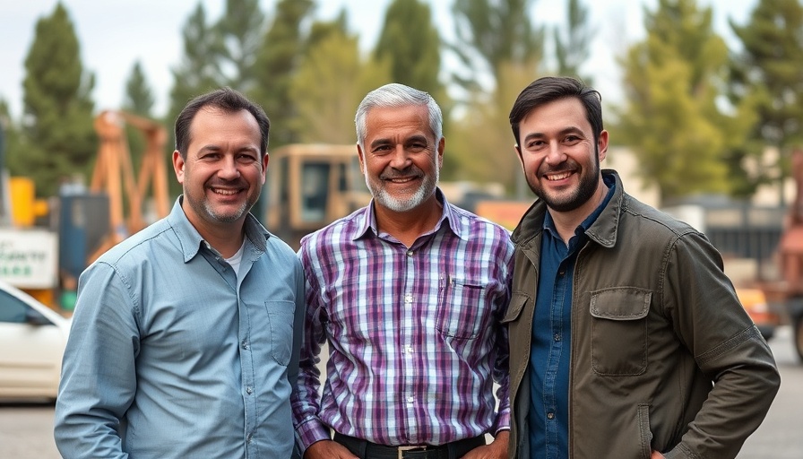 Fox Brothers acquires Fishers: executives in yard.