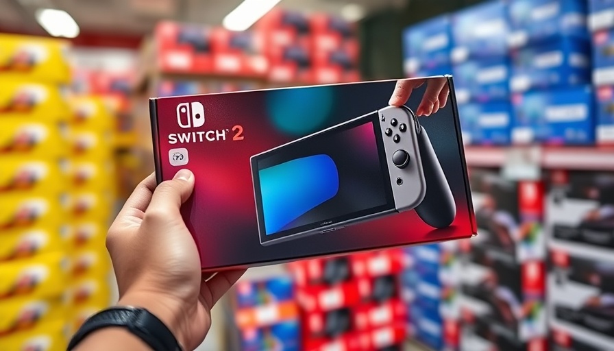 Person holding Nintendo Switch 2 box showcasing display technology.