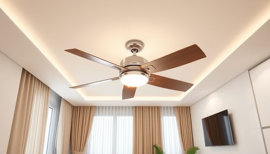 Modern integrated ceiling fan and light in a minimalist room.