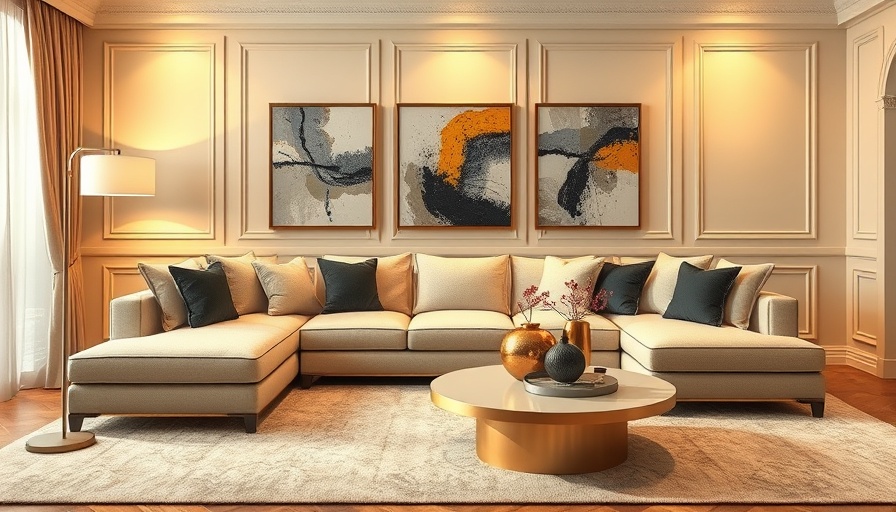 Modern living room by custom furniture company with elegant decor.