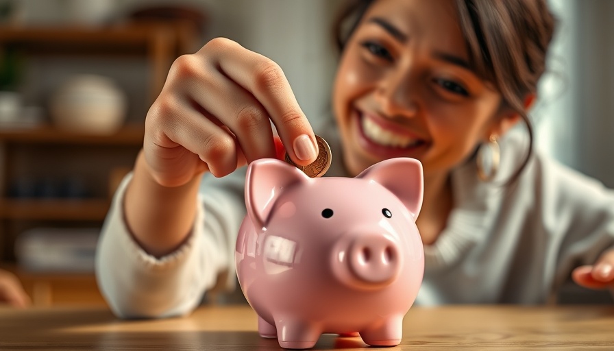 Person saving money in pink piggy bank symbolizing reusable menstrual products savings.