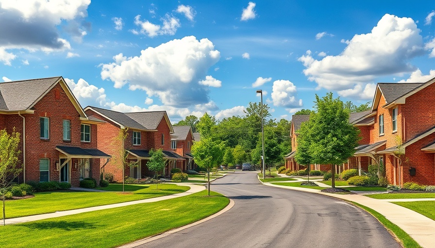 Suburban neighborhood of brick houses on a sunny day, ideal for real estate hacks 2025.