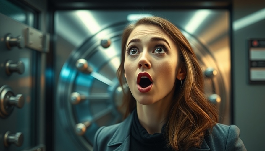 Surprised woman in bank vault, related to private money lending for real estate.