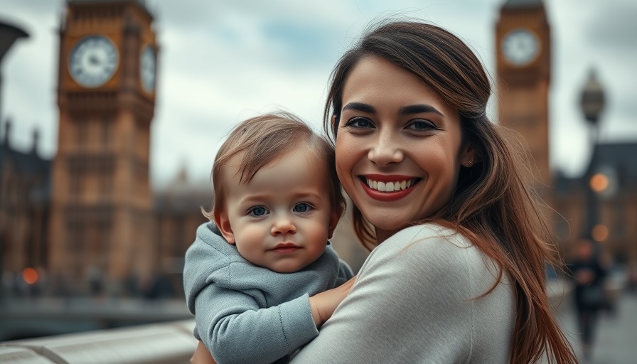 Mother and child in London, symbolizing birth rate increase.