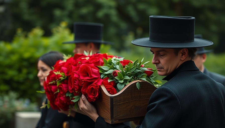 Pallbearers carry red arrangement at Diogo Jota's funeral.