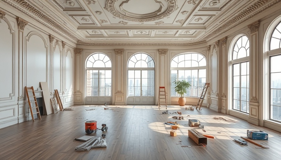 Elegant room being renovated for flipping property, with tools and natural light.