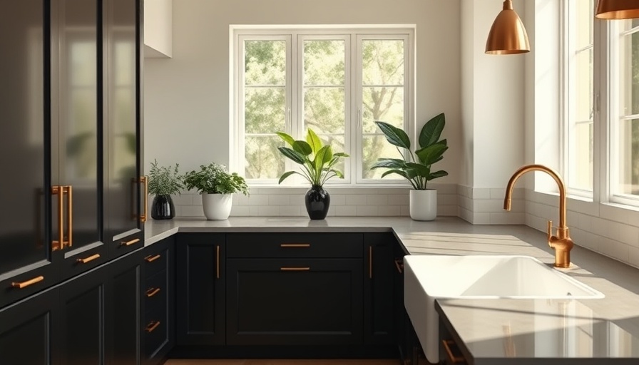 Amazon undersink storage solutions in modern kitchen with black cabinets.