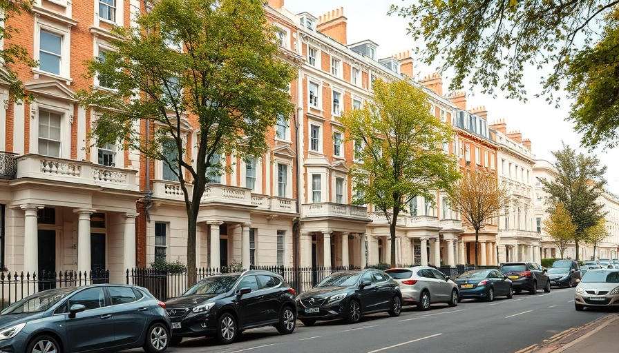 Victorian townhouses lining a street in prime London residential property area.