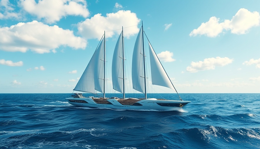 Futuristic sailing ships for net-positive investment opportunities.