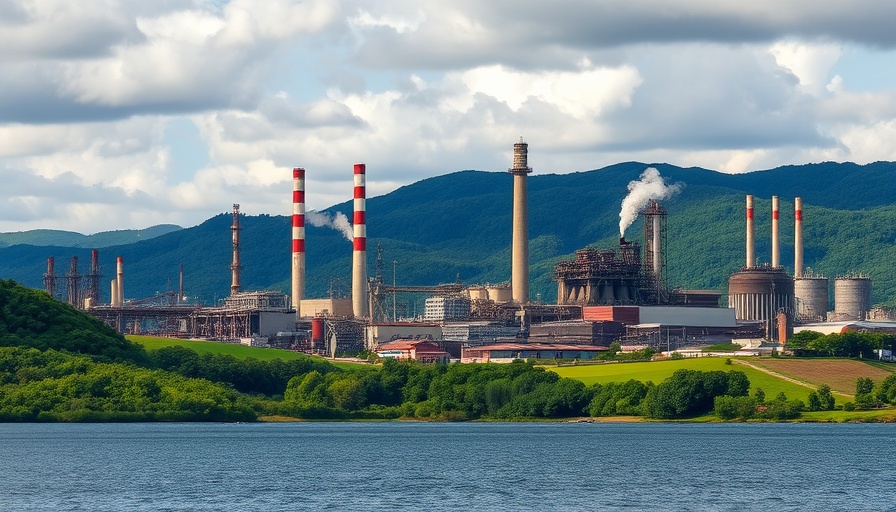 Electric Arc Furnace Port Talbot industrial landscape with lake view.
