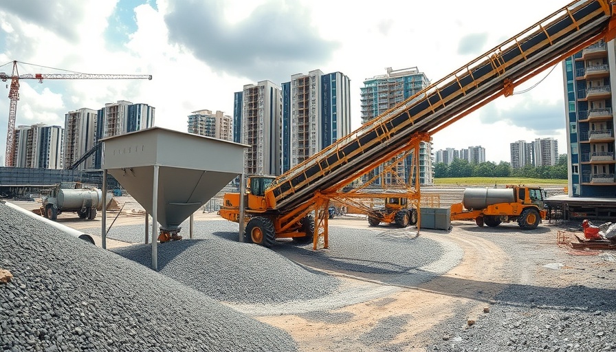 UK green building standards at construction site with conveyor system