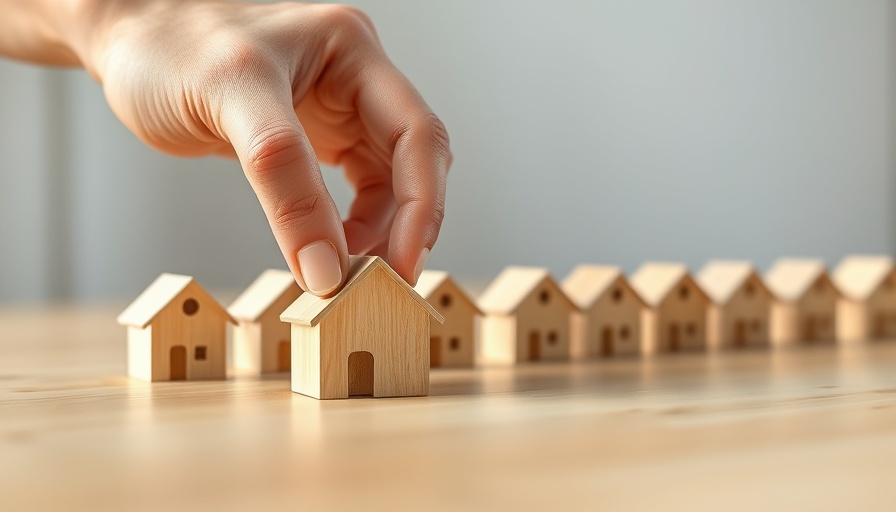 Hand selecting a wooden house model, property investors selective concept.