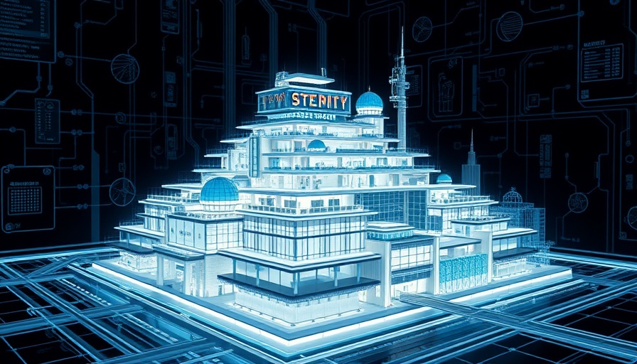 Futuristic 3D model demonstrating BIM and GIS integration.