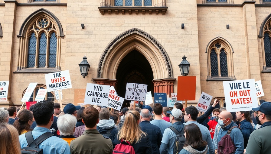 Protesters rally against Wimbledon expansion plans outside historic building.