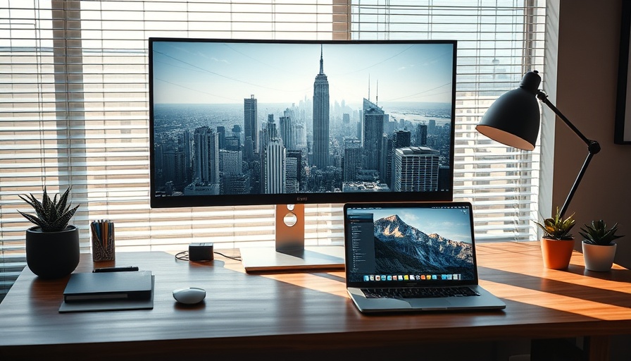 High-resolution monitor and laptop on desk in modern workspace