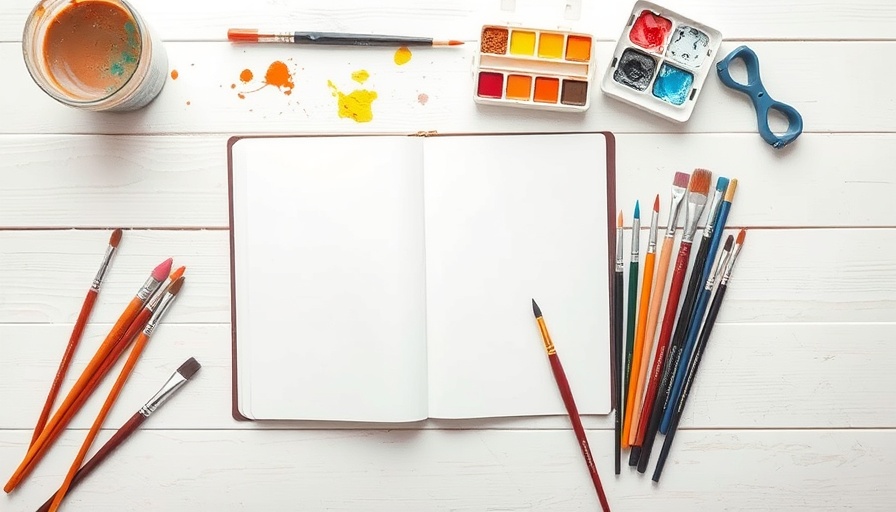 Art supplies on white wood surface, perfect for discussing the best places to sell art.