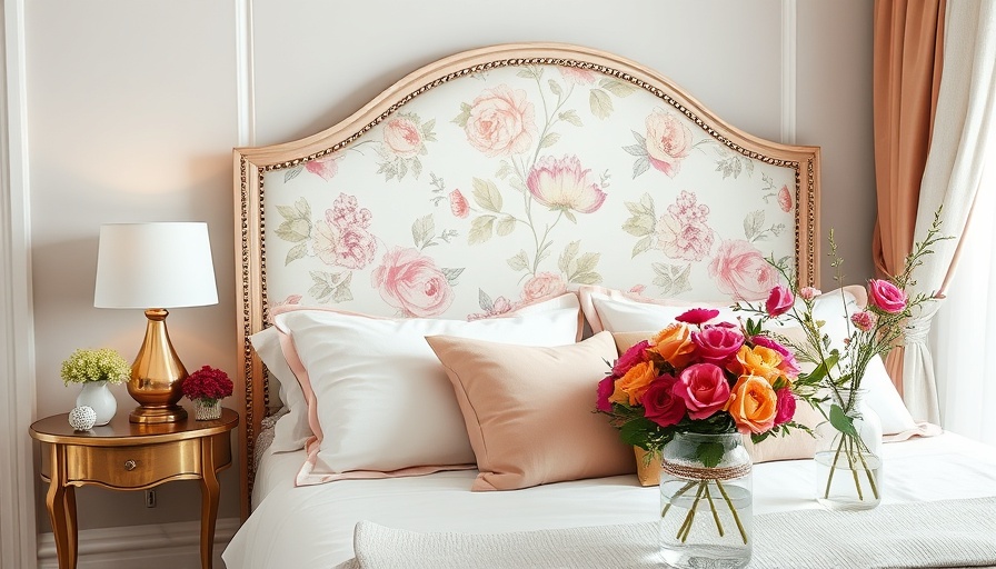 Charming modern bedroom decor with floral headboard for Sunday reset cleaning hack.