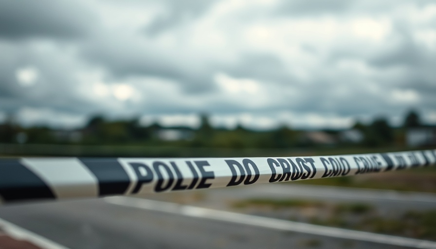 Blurry police tape marking crime scene, £20,000 reward for information about stabbing.