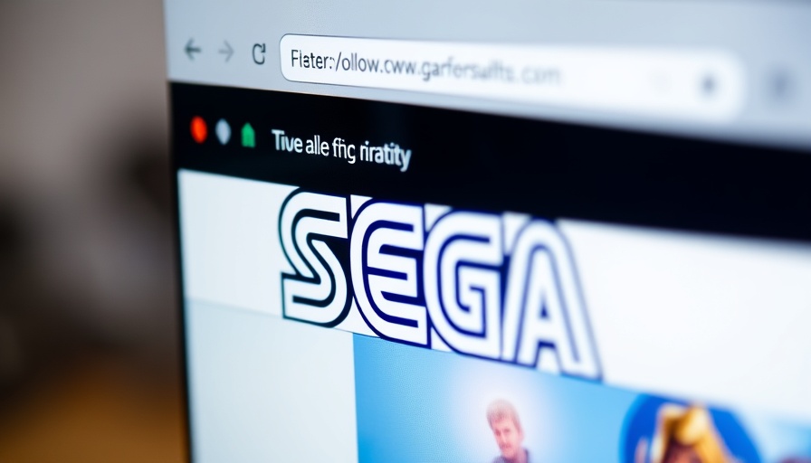 Web browser window displaying SEGA's website with game characters.
