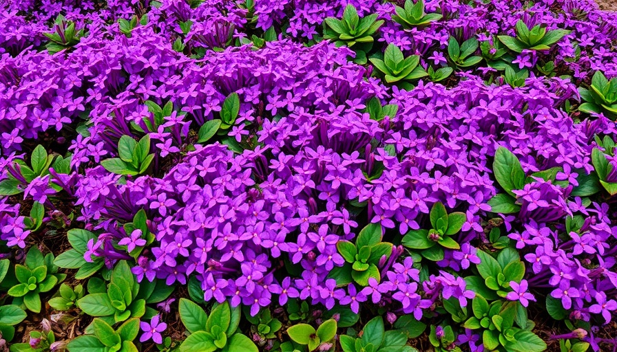 Vibrant purple groundcover plants in lush bloom