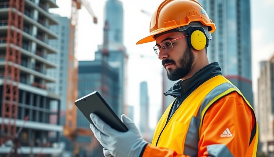 Morgan Sindall growth in fit-out services shown through construction worker using tablet on-site.