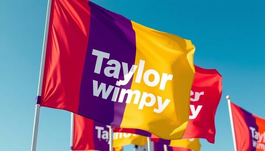 Vivid Taylor Wimpey flags waving against a clear sky, Cladding costs Taylor Wimpey.