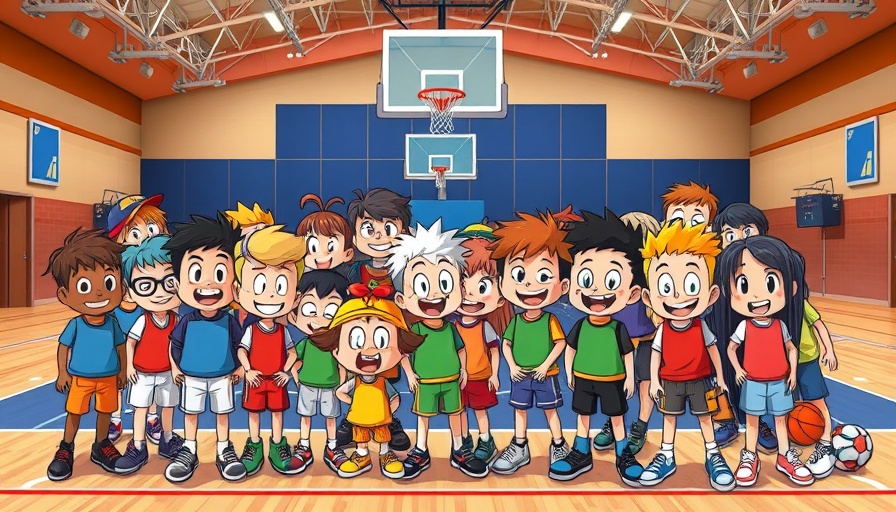 South Park animated group pose in gym class photo.
