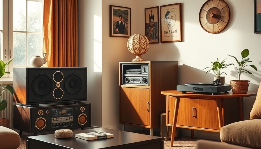 Hi-fi speaker setup in vintage-style living room.