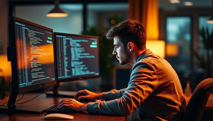 Smart & Connected Homes: Man coding in detailed workspace