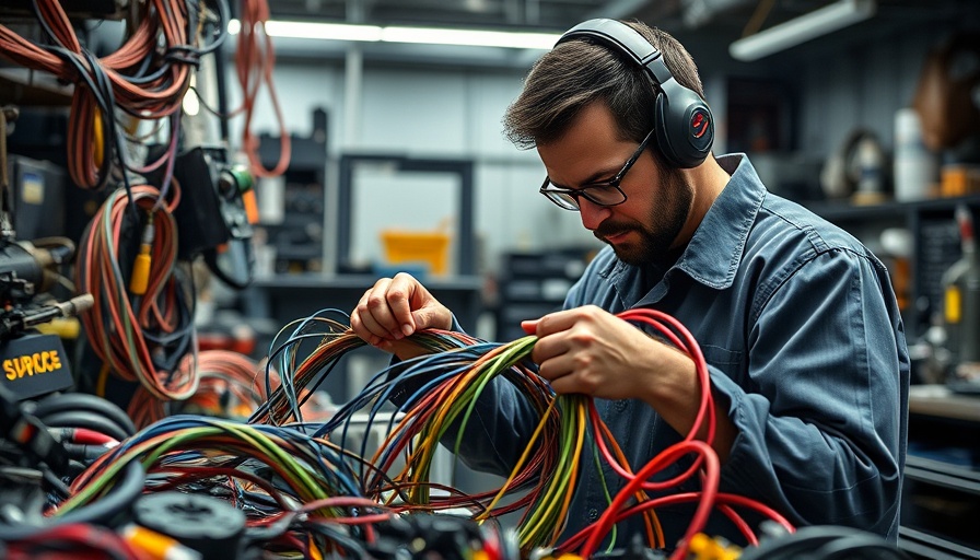 Technician working on build-to-print wiring solutions in a detailed workshop.