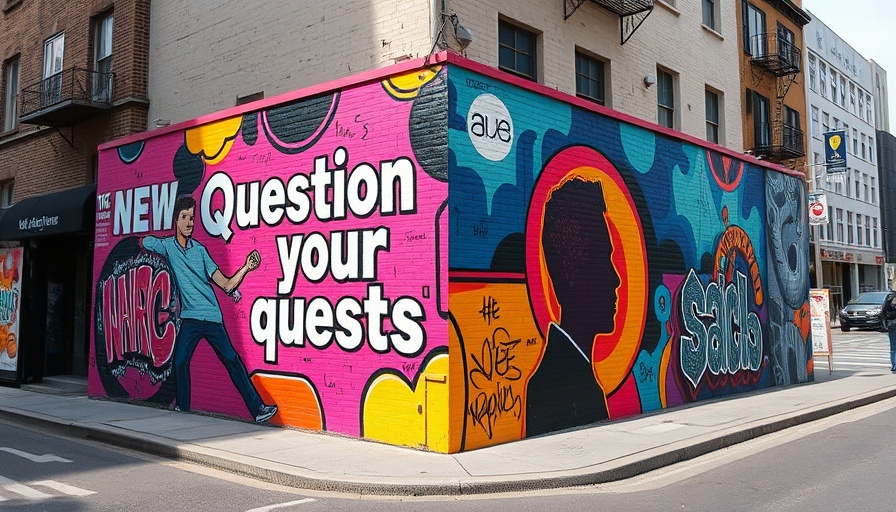 Claude AI mural on urban street corner promoting conversation reflection
