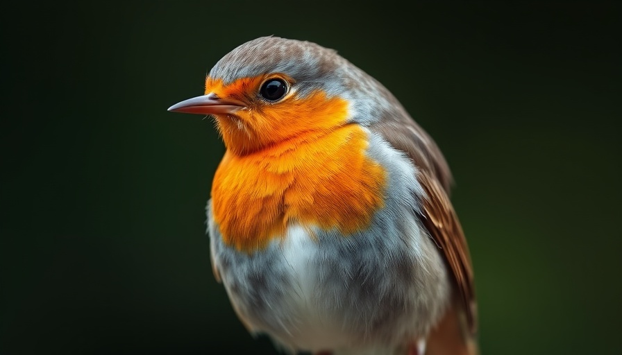 Close-up of a vibrant European robin in London.