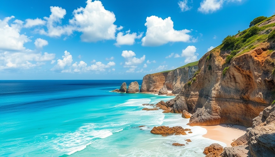 Stunning beach scene depicting travel jobs that come with free housing.