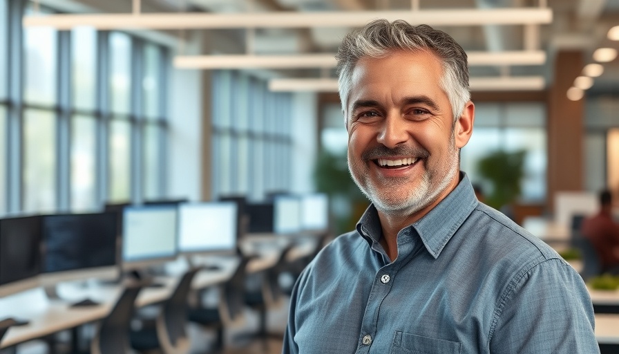 Middle-aged man smiling in a modern office, TMG Mortgage Network Belton.