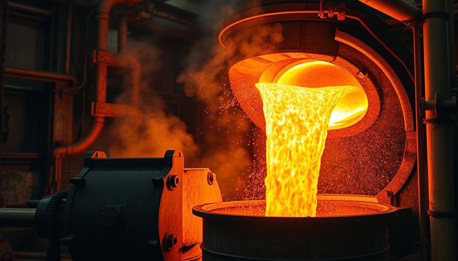 Molten steel in industrial furnace for UK steel industry.