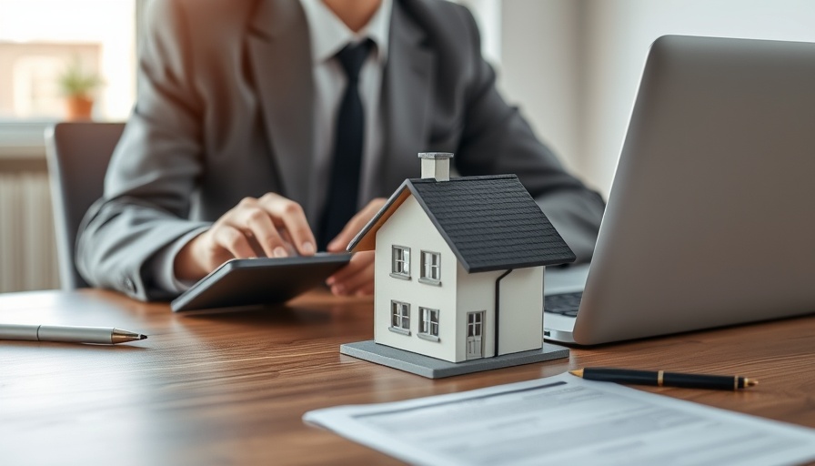 Businessperson evaluating financial documents with loan model.
