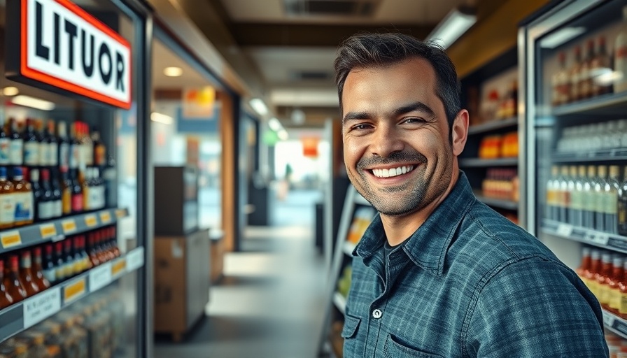 Confident man at liquor store exploring financial freedom strategies