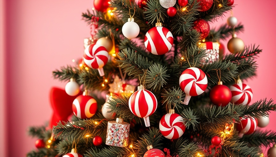 Tesco Christmas 2025 trends: festive tree with candy ornaments.