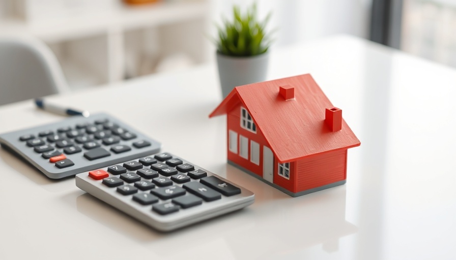 Calculator and model house symbolize improvement in mortgage affordability.