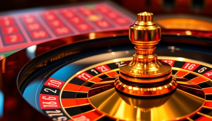 Close-up of a gold roulette wheel for playing roulette online.