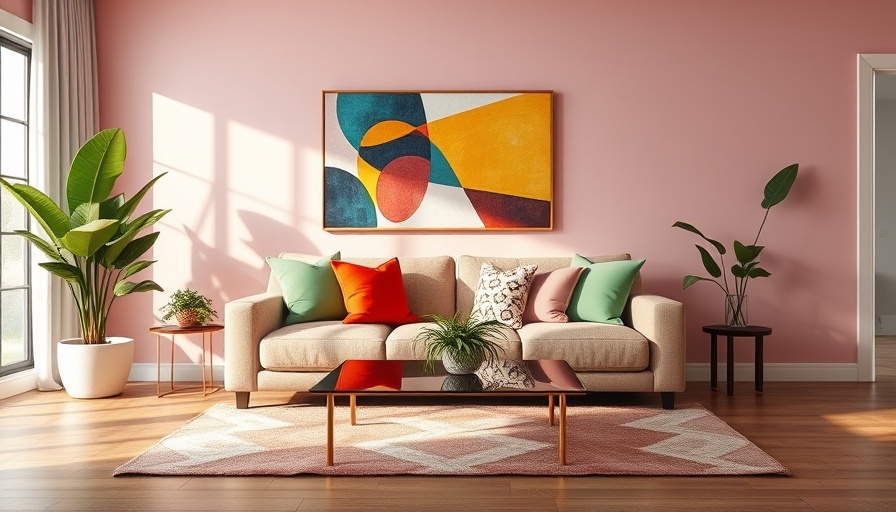 Modern living room with colorful decor for DIY hacks to boost home value.